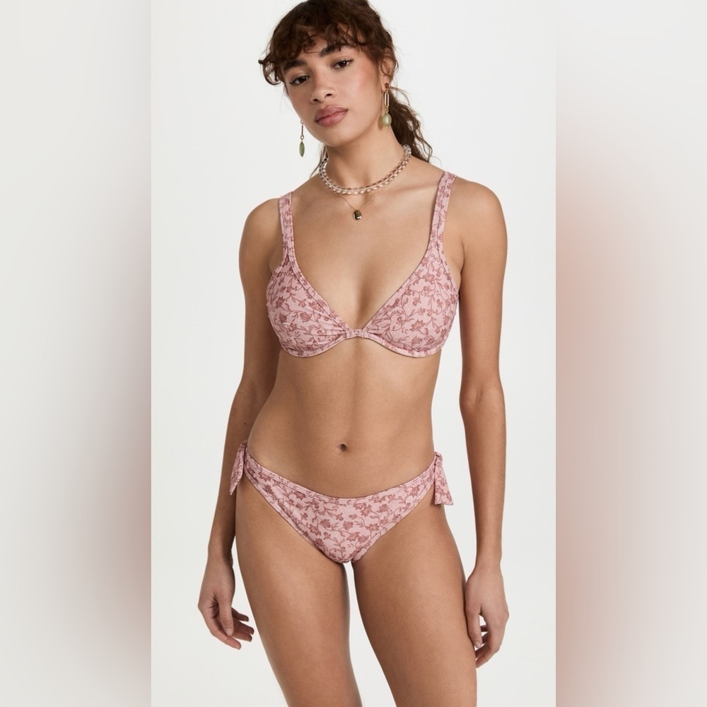 NWT MINKPINK Kiewa Bikini SET Top & Bottom Adjustable Tie Back Pink Floral